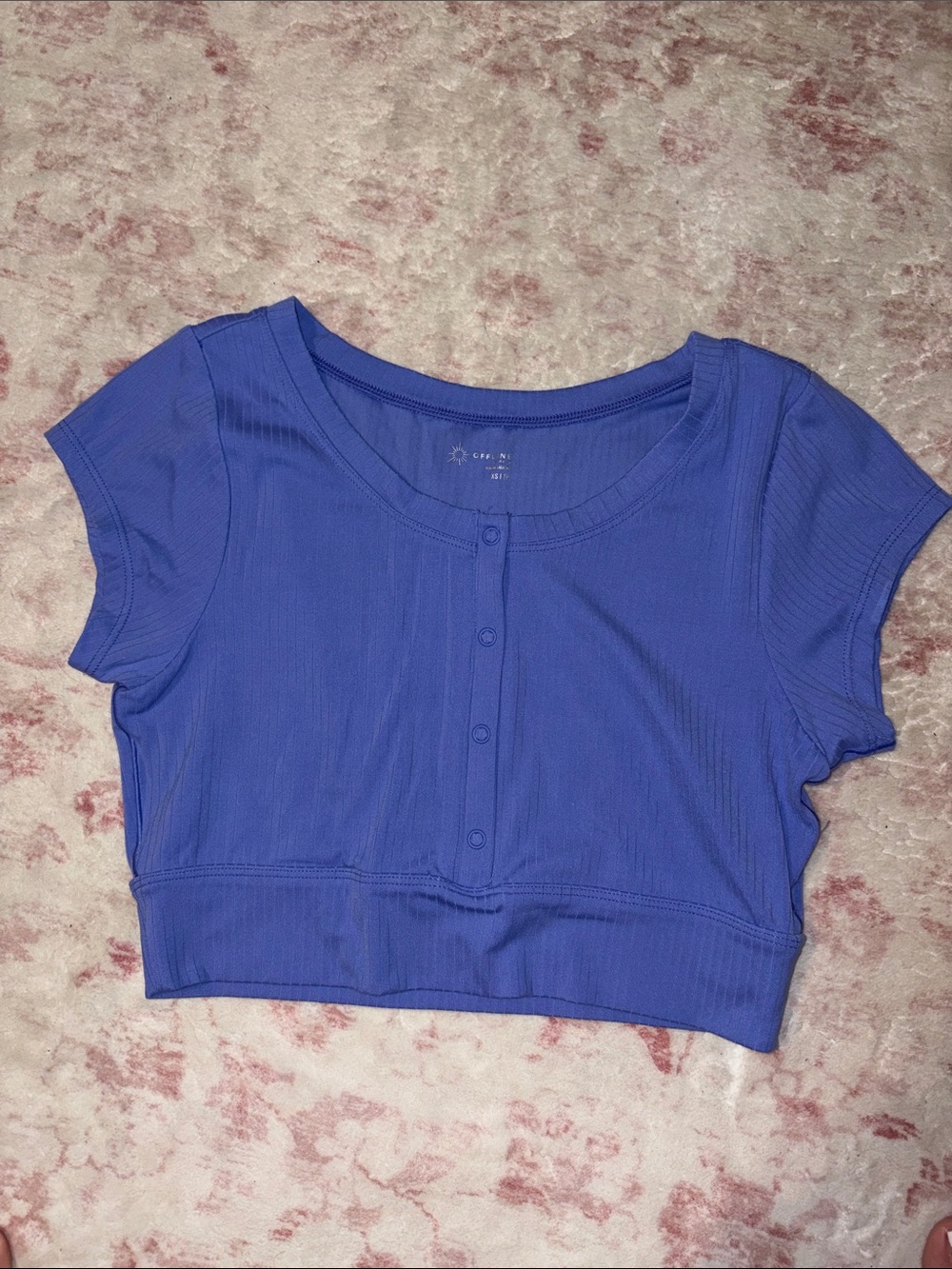 aerie Purple Ribbed Button-Front Crop Top